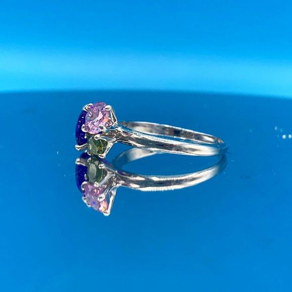 Sterling Silver and Cubic Zirconia Three-Stone Ring - Picture 2 of 9